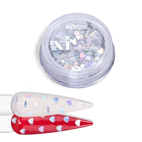 INOCOS -Coleção quem Nunca...Glitters Xi-Coração Prata 1g